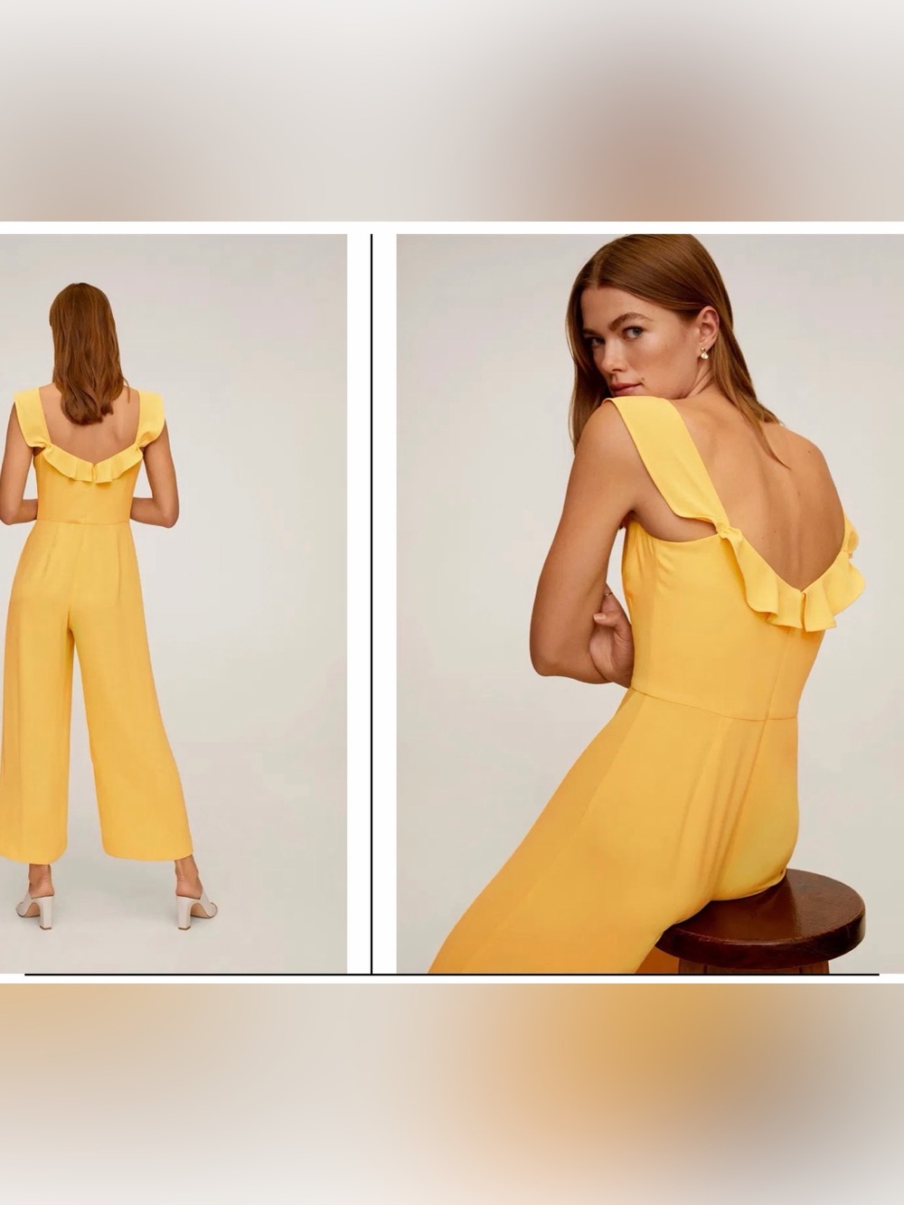 Mango Yellow Ruffle-Strap jumpsuit - Picture 2 of 5
